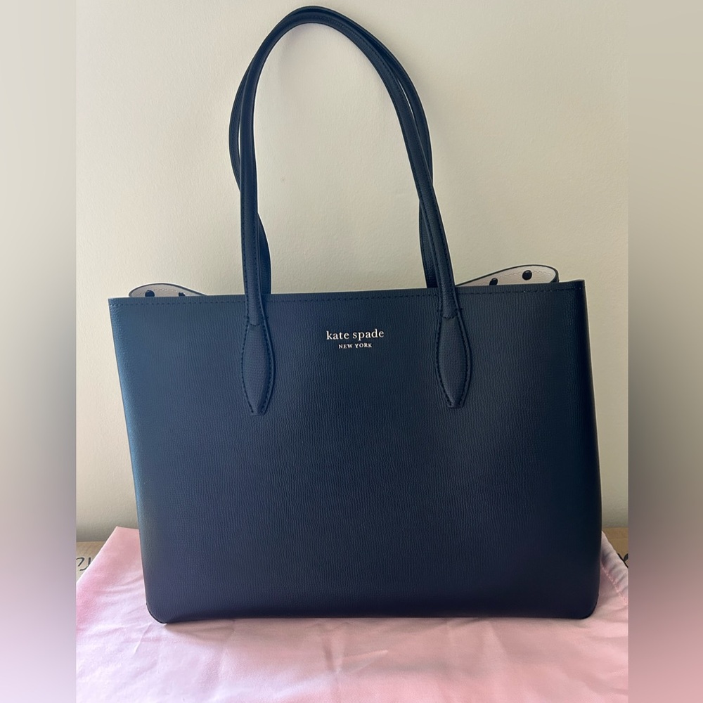 Kate spade black dot pop printed large tote